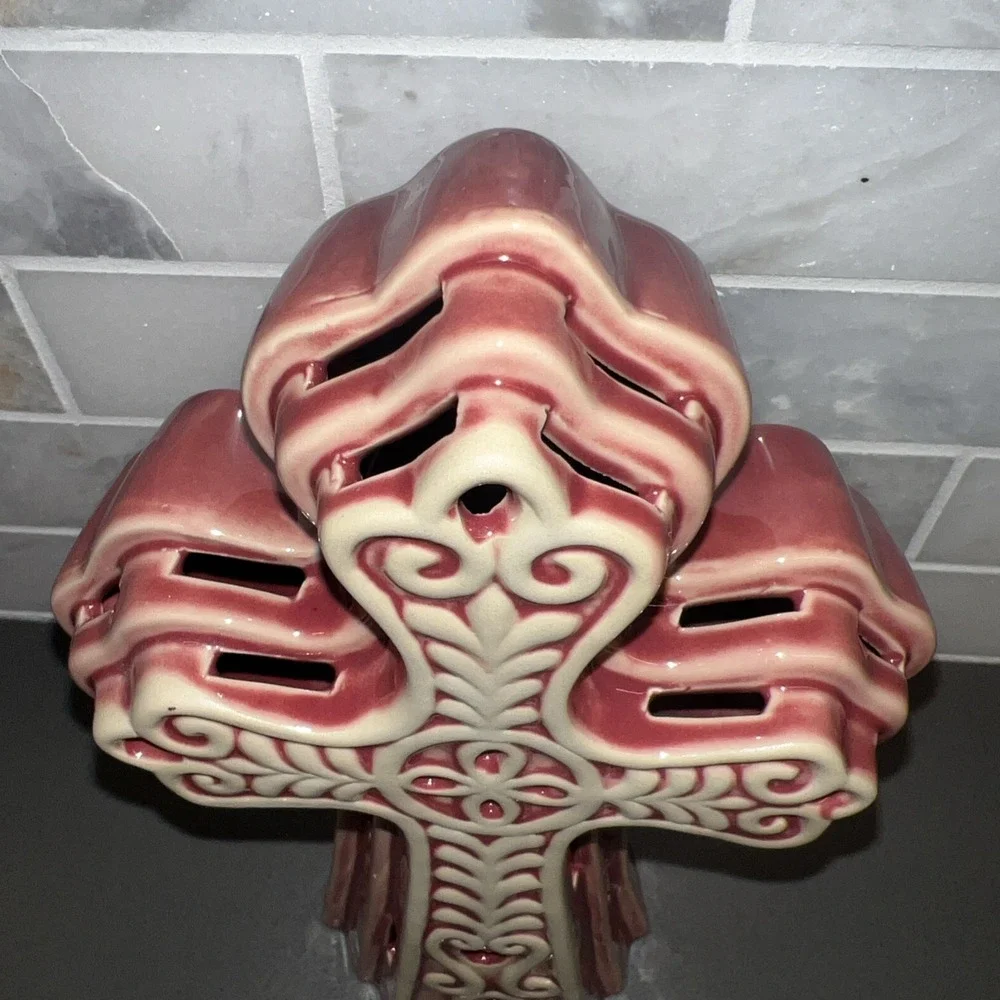 Latin Trinity Lamp, Nighlight. Burgandy & Beige 9x6x3 Inches.  Religious
